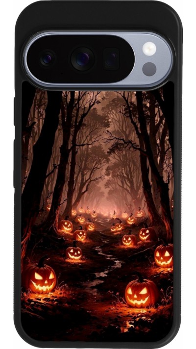 Google Pixel 10 / Pixel 10 Pro Case Hülle - Silikon schwarz Halloween 2025 Road of Terrifying Pumpkins