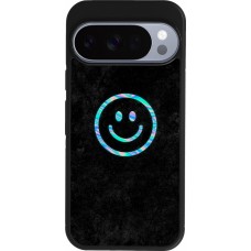 Google Pixel 10 / Pixel 10 Pro Case Hülle - Silikon schwarz Happy smiley irisirt
