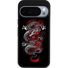 Google Pixel 10 / Pixel 10 Pro Case Hülle - Silikon schwarz Japanese style Dragon Tattoo Red Black