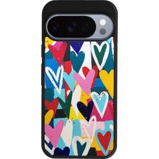 Google Pixel 10 / Pixel 10 Pro Case Hülle - Silikon schwarz Joyful Hearts