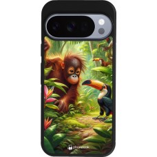 Google Pixel 10 / Pixel 10 Pro Case Hülle - Silikon schwarz Tropischer Dschungel Tayrona