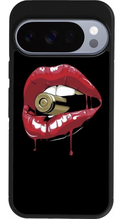 Google Pixel 10 / Pixel 10 Pro Case Hülle - Silikon schwarz Lips bullet