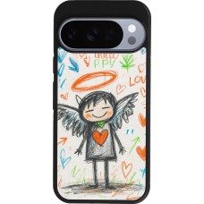 Google Pixel 10 / Pixel 10 Pro Case Hülle - Silikon schwarz Little Angel Sketch Love