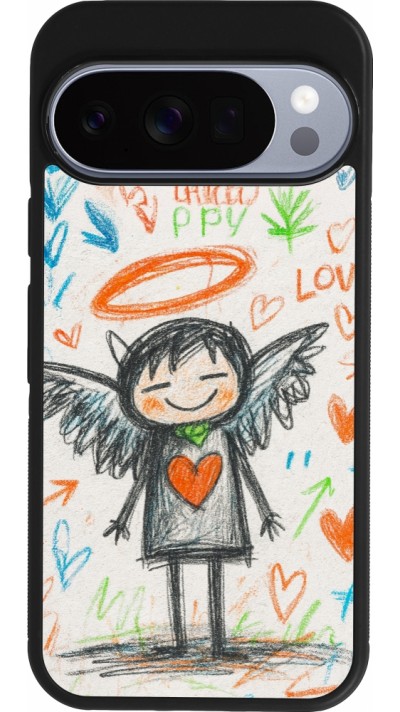 Google Pixel 10 / Pixel 10 Pro Case Hülle - Silikon schwarz Little Angel Sketch Love