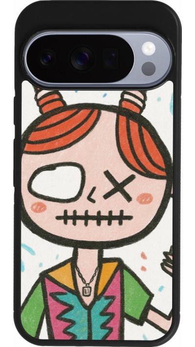 Google Pixel 10 / Pixel 10 Pro Case Hülle - Silikon schwarz Little Girl Sketch