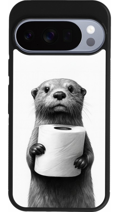 Google Pixel 10 / Pixel 10 Pro Case Hülle - Silikon schwarz Otter Toilettenpapier