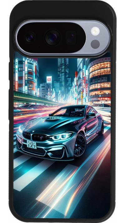 Coque Google Pixel 10 / Pixel 10 Pro - Silicone rigide noir BMW M4 Tokyo Night