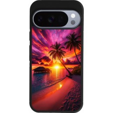 Google Pixel 10 / Pixel 10 Pro Case Hülle - Silikon schwarz Malediven Abenddämmerung Glückseligkeit