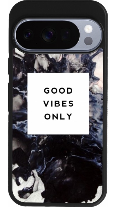 Coque Google Pixel 10 / Pixel 10 Pro - Silicone rigide noir Marble Good Vibes Only