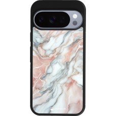 Google Pixel 10 / Pixel 10 Pro Case Hülle - Silikon schwarz Rosa Leuchtender Marmor