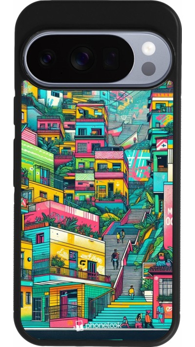 Coque Google Pixel 10 / Pixel 10 Pro - Silicone rigide noir Medellin Comuna 13 Art