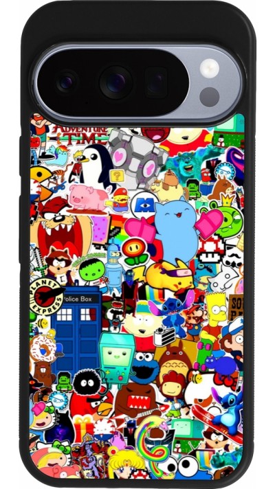 Coque Google Pixel 10 / Pixel 10 Pro - Silicone rigide noir Mixed cartoons
