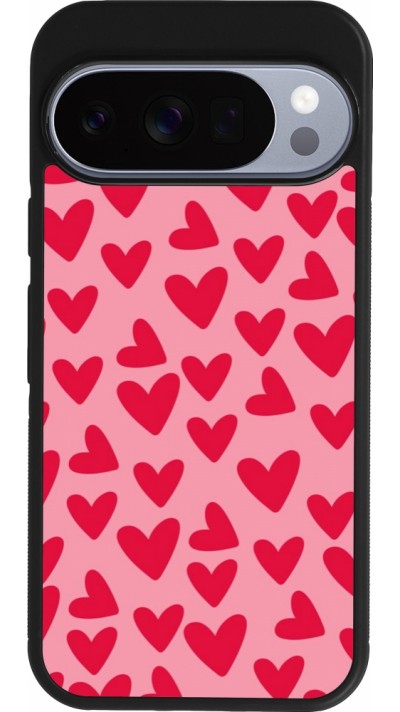 Coque Google Pixel 10 / Pixel 10 Pro - Silicone rigide noir Mom 2024 petits coeurs