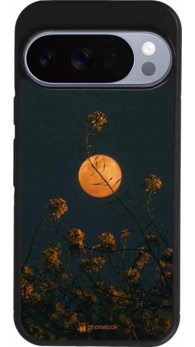 Coque Google Pixel 10 / Pixel 10 Pro - Silicone rigide noir Moon Flowers