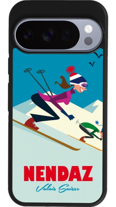 Coque Google Pixel 10 / Pixel 10 Pro - Silicone rigide noir Nendaz Ski Downhill