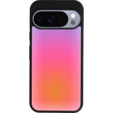 Coque Google Pixel 10 / Pixel 10 Pro - Silicone rigide noir Orange Pink Blue Gradient