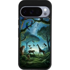 Google Pixel 10 / Pixel 10 Pro Case Hülle - Silikon schwarz Paradies der exotischen Tiere