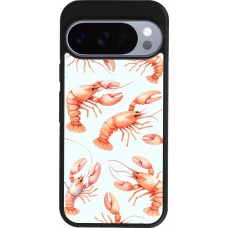 Coque Google Pixel 10 / Pixel 10 Pro - Silicone rigide noir Pattern de homards pastels