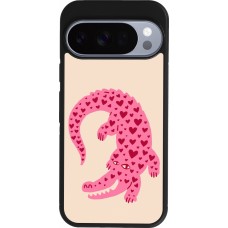 Coque Google Pixel 10 / Pixel 10 Pro - Silicone rigide noir Pink crocodile 2026