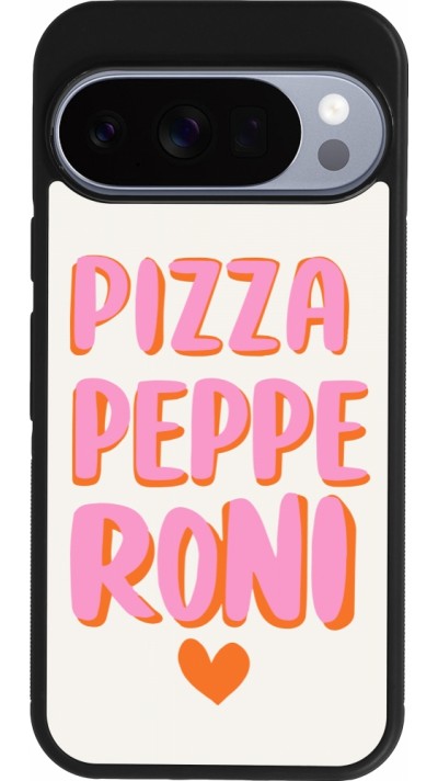 Coque Google Pixel 10 / Pixel 10 Pro - Silicone rigide noir Pizza pepperoni 2026