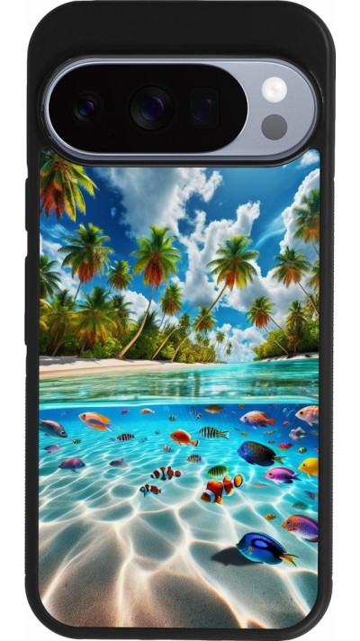 Coque Google Pixel 10 / Pixel 10 Pro - Silicone rigide noir Plage Paradis