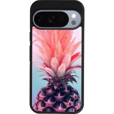 Coque Google Pixel 10 / Pixel 10 Pro - Silicone rigide noir Purple Pink Pineapple