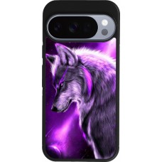 Coque Google Pixel 10 / Pixel 10 Pro - Silicone rigide noir Purple Sky Wolf