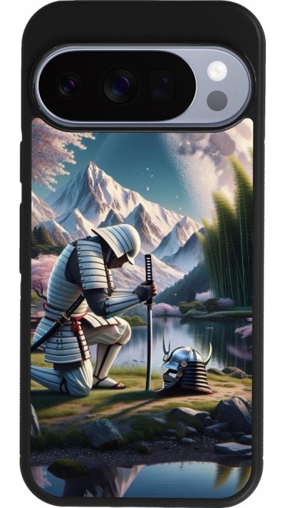 Coque Google Pixel 10 / Pixel 10 Pro - Silicone rigide noir Samurai Katana Lune