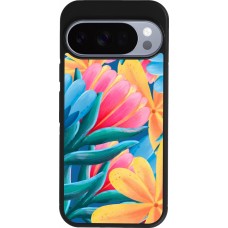 Google Pixel 10 / Pixel 10 Pro Case Hülle - Silikon schwarz Spring 23 colorful flowers