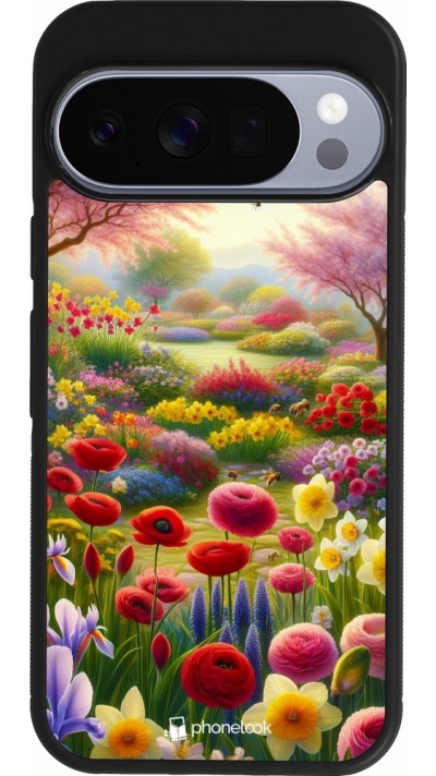 Coque Google Pixel 10 / Pixel 10 Pro - Silicone rigide noir Spring 25 Bouquet printemps