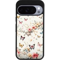 Coque Google Pixel 10 / Pixel 10 Pro - Silicone rigide noir Spring 25 Papillons Légers