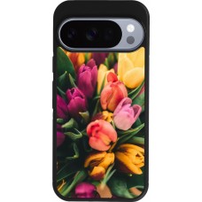 Coque Google Pixel 10 / Pixel 10 Pro - Silicone rigide noir Bouquet of tulips Spring 2026