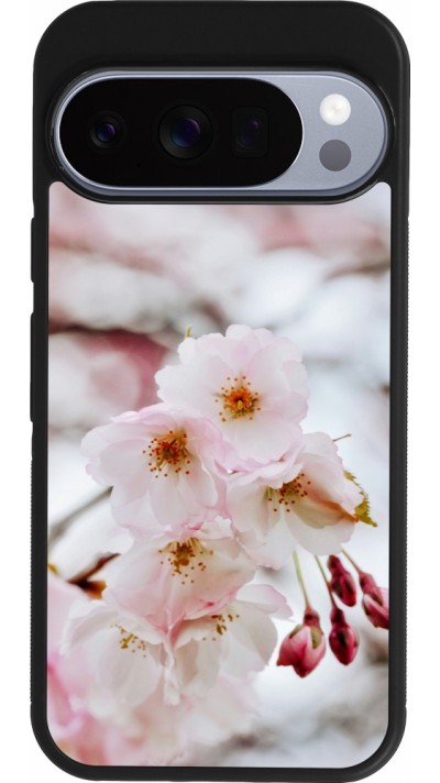 Coque Google Pixel 10 / Pixel 10 Pro - Silicone rigide noir Cherry tree Spring 2026