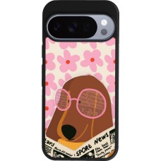 Google Pixel 10 / Pixel 10 Pro Case Hülle - Silikon schwarz Dog with newspaper Spring 2026