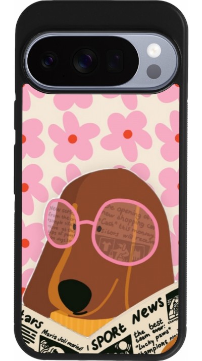 Coque Google Pixel 10 / Pixel 10 Pro - Silicone rigide noir Dog with newspaper Spring 2026