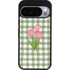 Google Pixel 10 / Pixel 10 Pro Case Hülle - Silikon schwarz Green vichy tulips Spring 2026