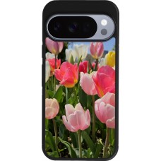 Coque Google Pixel 10 / Pixel 10 Pro - Silicone rigide noir Tulips Spring 2026