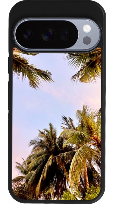 Coque Google Pixel 10 / Pixel 10 Pro - Silicone rigide noir Summer 2023 palm tree vibe