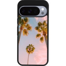 Coque Google Pixel 10 / Pixel 10 Pro - Silicone rigide noir Summer 2025 Palmiers
