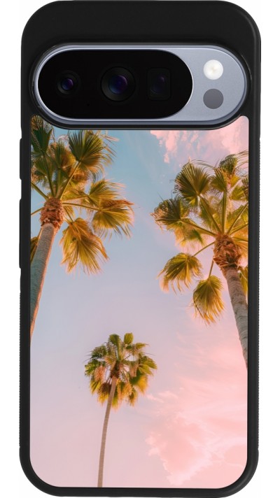 Coque Google Pixel 10 / Pixel 10 Pro - Silicone rigide noir Summer 2025 Palmiers