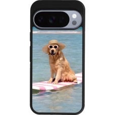 Coque Google Pixel 10 / Pixel 10 Pro - Silicone rigide noir Summer Dog on Paddle