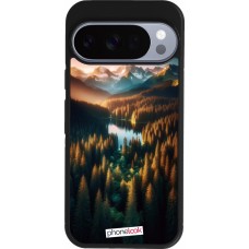 Coque Google Pixel 10 / Pixel 10 Pro - Silicone rigide noir Sunset Forest Lake
