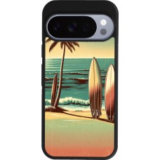 Coque Google Pixel 10 / Pixel 10 Pro - Silicone rigide noir Surf Paradise
