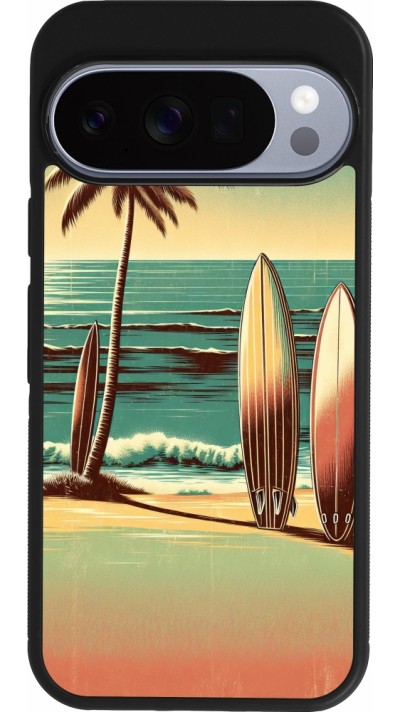 Coque Google Pixel 10 / Pixel 10 Pro - Silicone rigide noir Surf Paradise