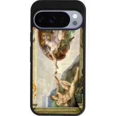Coque Google Pixel 10 / Pixel 10 Pro - Silicone rigide noir Tableau art - La Création d’Adam - Michel-Ange