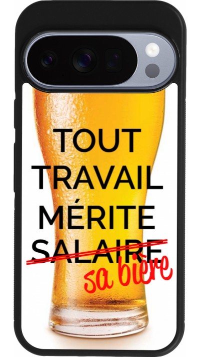 Coque Google Pixel 10 / Pixel 10 Pro - Silicone rigide noir Tout travail mérite sa bière