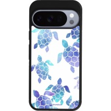 Coque Google Pixel 10 / Pixel 10 Pro - Silicone rigide noir Turtles pattern watercolor
