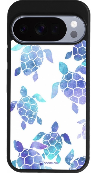Coque Google Pixel 10 / Pixel 10 Pro - Silicone rigide noir Turtles pattern watercolor