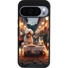Coque Google Pixel 10 / Pixel 10 Pro - Silicone rigide noir Valentine 2024 Dog & Cat Candlelight