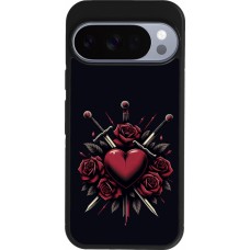 Coque Google Pixel 10 / Pixel 10 Pro - Silicone rigide noir Valentine 2024 gothic love
